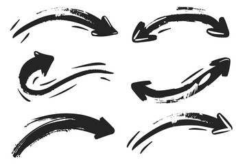 Set of pointing arrow icons, Collection different types of hand drawn arrow signs. Black vector arrows fully editable vector file