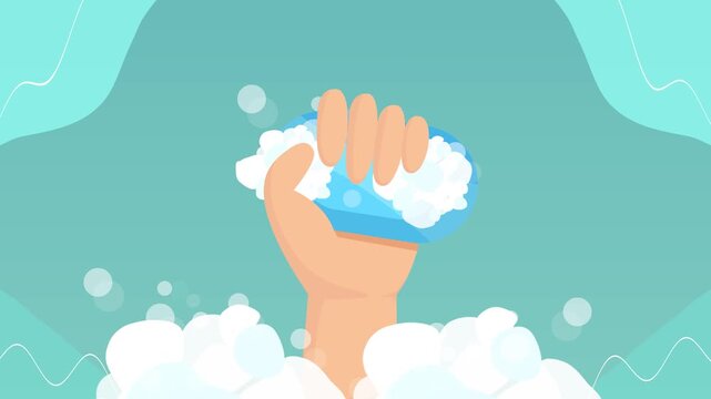 Animated video Washing hands concept. Full length animation illustration. High quality 4k footage.