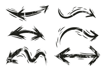 Set of pointing arrow icons, Collection different types of hand drawn arrow signs. Black vector arrows fully editable vector file