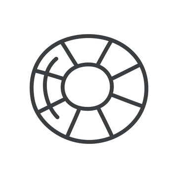 recommend clip art: Cute swimming ring icon. Hand drawn monochrome illustration of a striped lifebuoy isolated on a white background. Kawaii sticker. Vector 10 EPS.