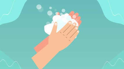 Animated video Washing hands concept. Full length animation illustration. High quality 4k footage.