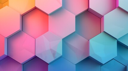 65. Clean, minimalist geometric design featuring layered hexagons and soft gradients