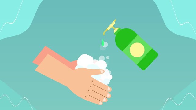 Animated video Washing hands concept. Full length animation illustration. High quality 4k footage.