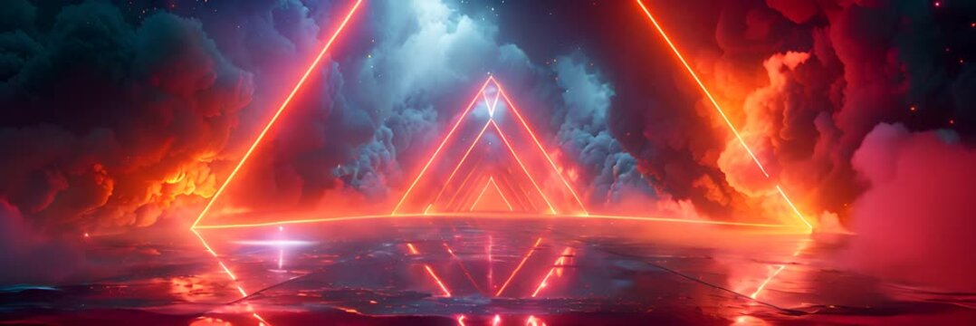 Colorful triangular neon lights