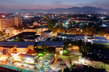 Fototapeta premium View from the roof on Phuket town, Thailand. Lights of the city.
