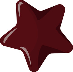 starfish shaped dark chocolate candy icon, no background, vector