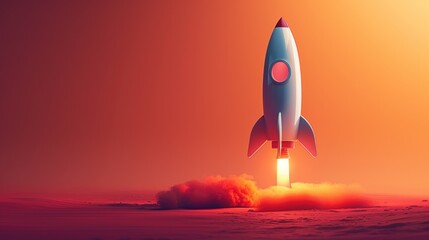 Fototapeta premium A sophisticated 3D illustration of a rocket business object, highlighted against a smooth, gradient backdrop. The design showcases the rocket's modern lines and futuristic appeal, with ample copy