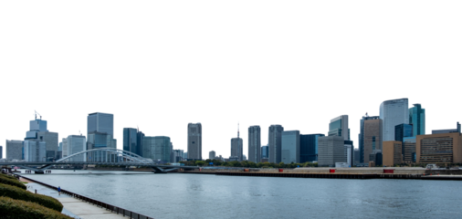 Tokyo city skyline isolated at white transparent, Japan