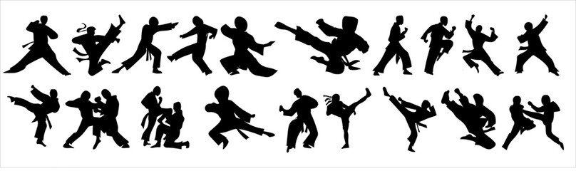 set of karate moves, martial arts karate silhouettes © Murdi Hafan