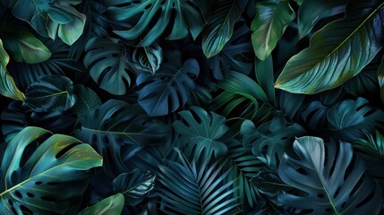 Tropical Green Leaves Background