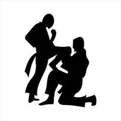 set of karate moves, martial arts karate silhouettes