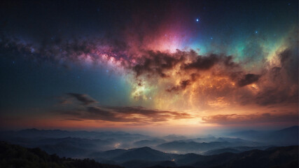 Fototapeta premium Milky way over majestic mountains