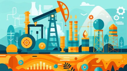 Fototapeta premium Oil extraction, rising financial burden