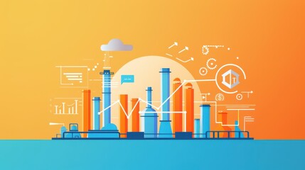Obraz premium Oil refinery, increased production costs graph