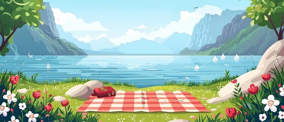 Picnic location ideas with scenic views and natural beauty, showcasing idyllic picnic spots in a breathtaking and serene style