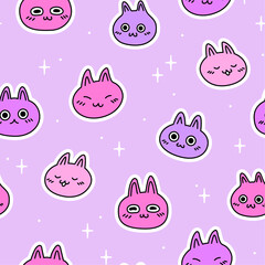 Seamless pattern with cute cats. Hand drawn vector background. Texture for print, textile, packaging.