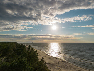 Sunset, sea, sandy beach