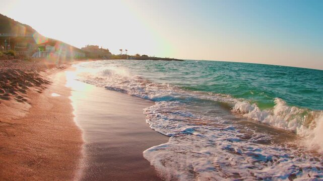 beautiful beach at sunset.