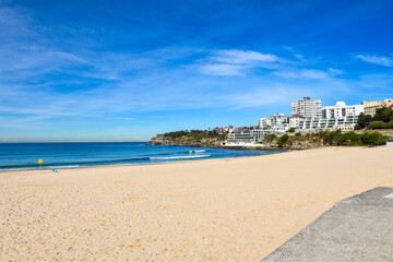 Landscape beautiful summer horizontal horizon look view tropical shore open sea beach cloud clean blue sky and city scape background calm nature ocean wave water sun day time holiday at Australia.