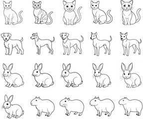 Fototapeta premium line drawing cute animals