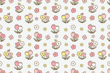 Adorable flowers seamless pattern