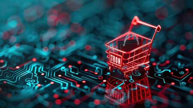 Online shopping cart filled with fake products, Ruse, e-commerce scams and awareness