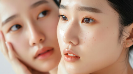 Fototapeta premium Allantoin Healing Acne-Affected Skin of South Korean Woman with Calming Properties for Clear Complexion
