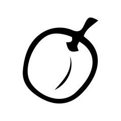 Peach hand drawn in doodle style. Ripe sweet fruit. Healthy food. Natural economy. Farm product. Vector line art illustration.