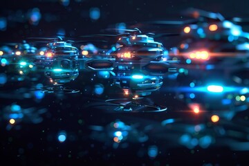 Naklejka premium Futuristic Drones in Flight