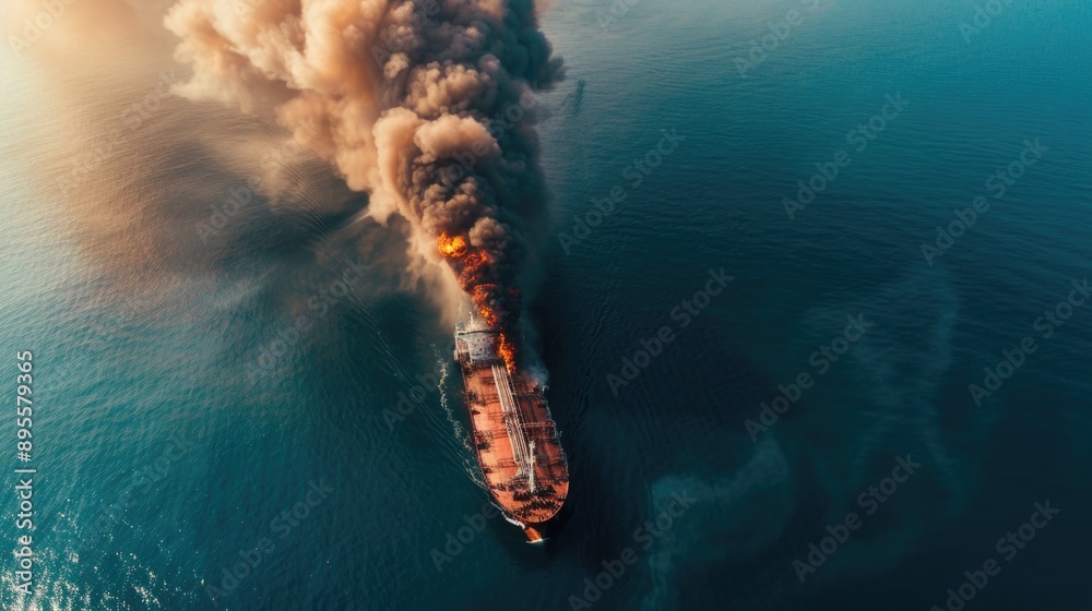 Wall mural large cargo ship at sea