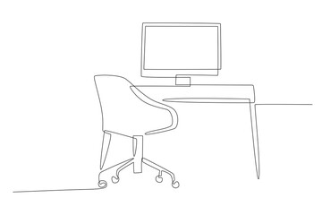 Home office concept one-line drawing