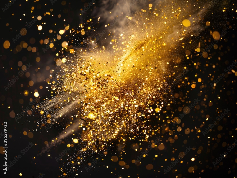 Wall mural Gold Dust Explosion on Black Background