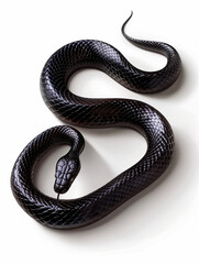 Black Mamba Snake Realistic Weaving Downward on High Contrast White Vector Background