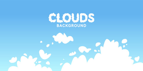 Fluffy clouds. Cartoon clouds in a blue sky. Cute vector illustration for creativity. Background for illustration.