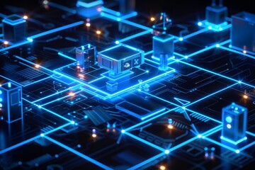 Obraz premium Abstract Cyberpunk Neon Circuitry