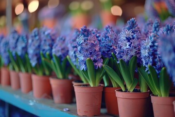 Fototapeta premium Potted Flowers on Shelf