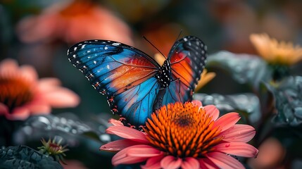 Obraz premium A close-up of a beautiful butterfly on a flower, 