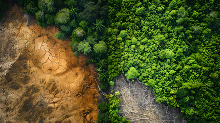 Half vibrant forest, half arid land