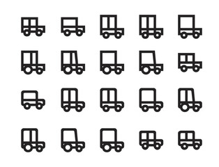 Car icon set in linear style. Transport vector illustration.