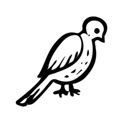 Small bird hand drawn in doodle style. Winged flying animal wildlife. Vector line art illustration.