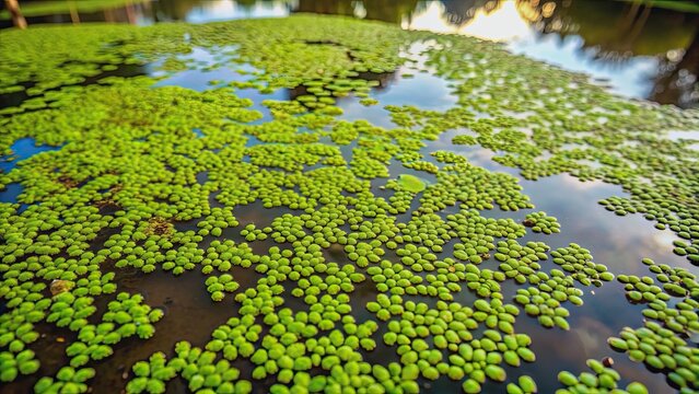Azolla plant covering the surface of a pond, Azolla, aquatic plant, water plant, pond, green, nature, growth