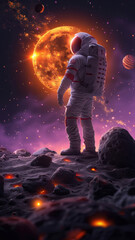 Obraz premium Lunar Exploration: Astronaut and Cosmic Beauty