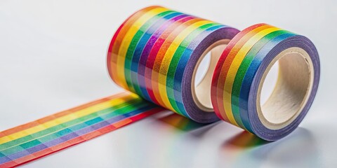 Colorful rainbow patterned adhesive tape for craft projects, rainbow, pattern, adhesive tape, colorful, craft, projects