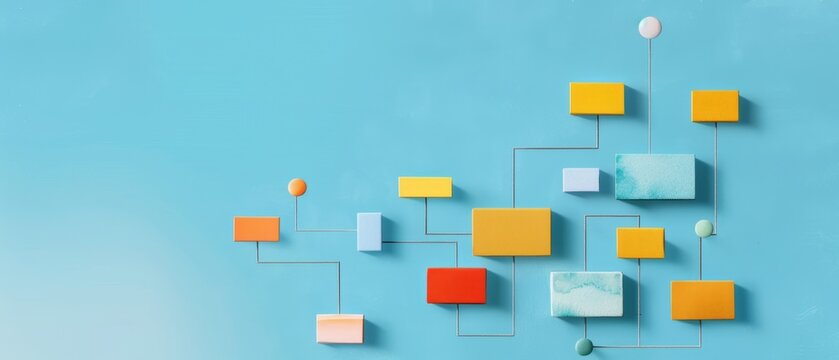 Creative Watercolor Flowchart Design with Hand-Drawn Elements and Open Sections for Customization