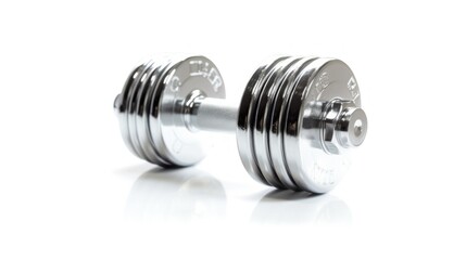 Silver Dumbbell on White Background