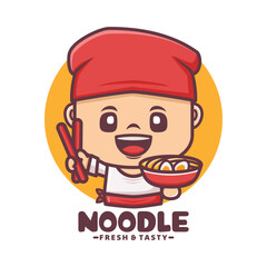 Noodle chef cartoon mascot. suitable for culinary businesses