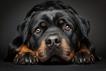 Obraz premium portrait of a black puppy rottweiler