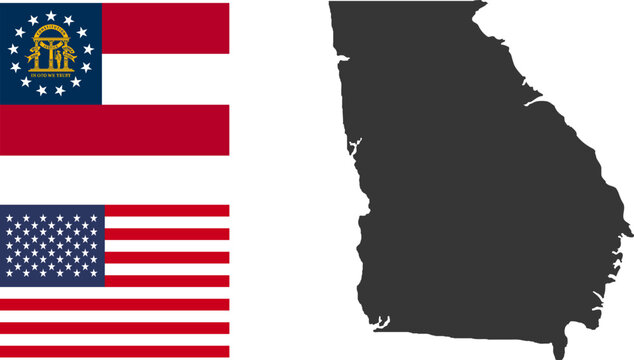 Georgia state of USA. Georgia flag and territory. States of America territory on white background. Separate states. Vector illustration