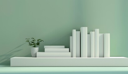 Obraz premium Minimalist Bookshelf with Plant