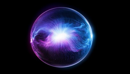 Galactic Energy: Abstract Orb with Blue and Purple Particles